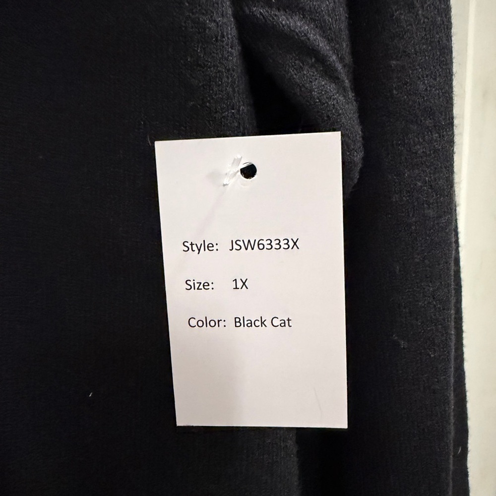 NWT NIKKA K Sweater with Cat Graphic Wearing a Pink Bow Black Size 1X - Picture 4 of 6